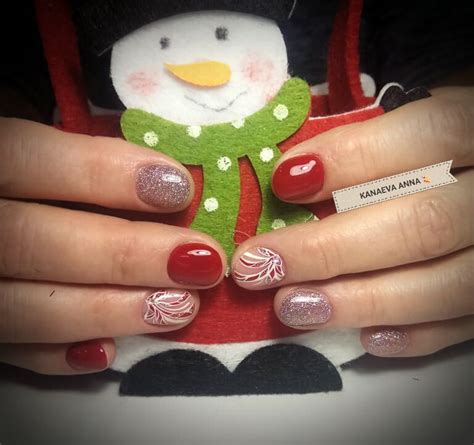 #яркий_дизайн#зимний_маникюр#красные_ногти#короткие_ногти#гелевые_ногти ...