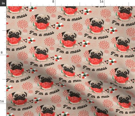 Watermelon Dog or pugs make watermelons Fabric | Spoonflower