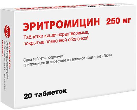 Эритромицин таблетки 250 мг инструкция по применению