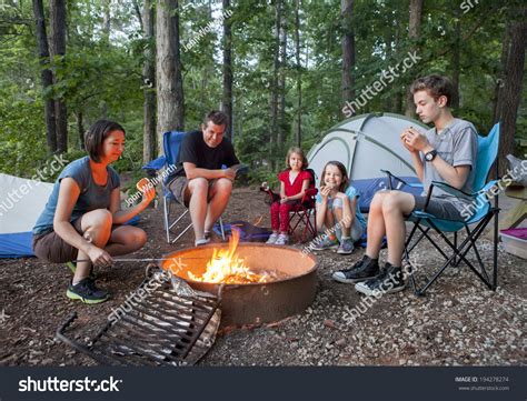 Family Five People Camping Having Fun Stock Photo 194278274 - Shutterstock