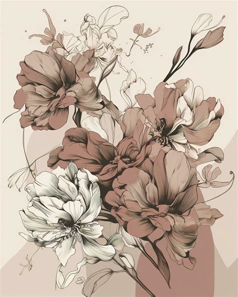 Beautiful painted flower sketch, generate ai 24445538 Stock Photo at