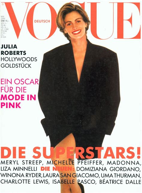 Julia Roberts Vogue Deutsch June 1991 | Vogue magazine covers, Julia ...