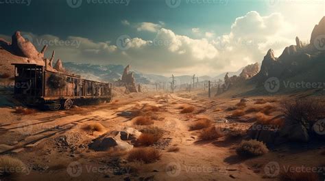 Wasteland Fantasy Backdrop Concept Art Realistic Illustration Background With 22806946 Stock ...