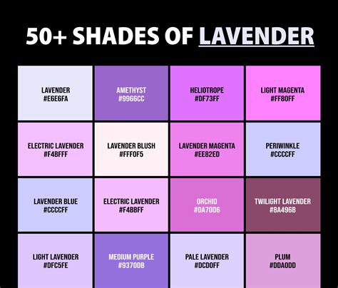 50+ Shades of Lavender Color (Names, HEX, RGB & CMYK Codes