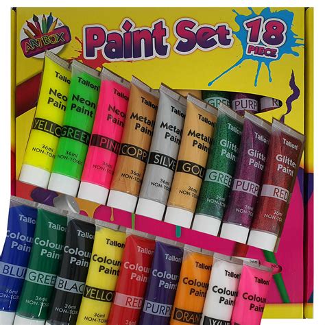 18 Pack 36ml Poster Paint Tubes - Evelay