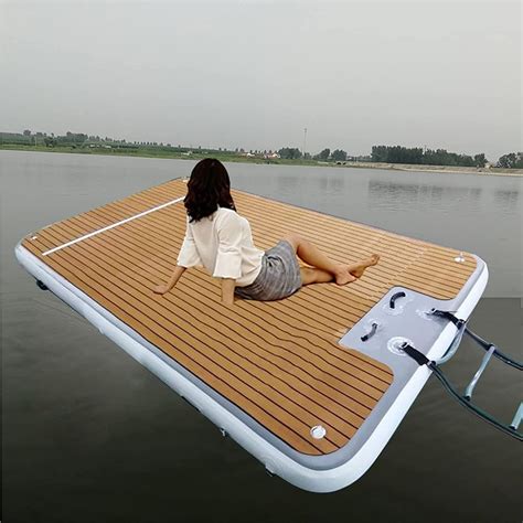 amazoncom inflatable floating dock inflatable water yoga dock pvc