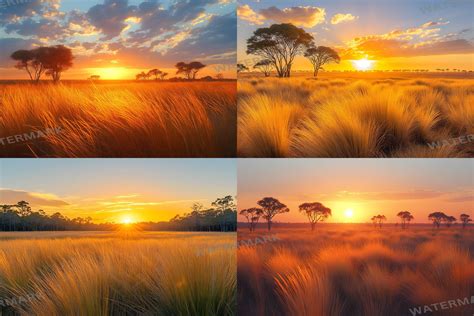 40 Golden Savannah Sunrise Backdrops | Warm Sunset Backgrounds | Nature ...
