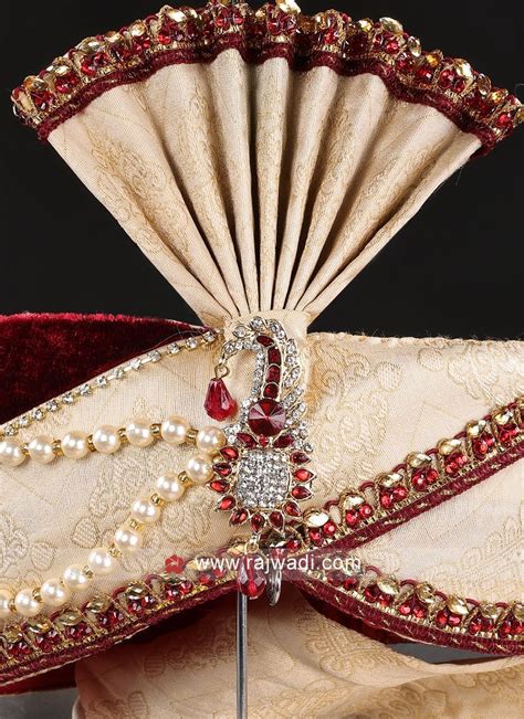 Gold And Maroon Groom Safa