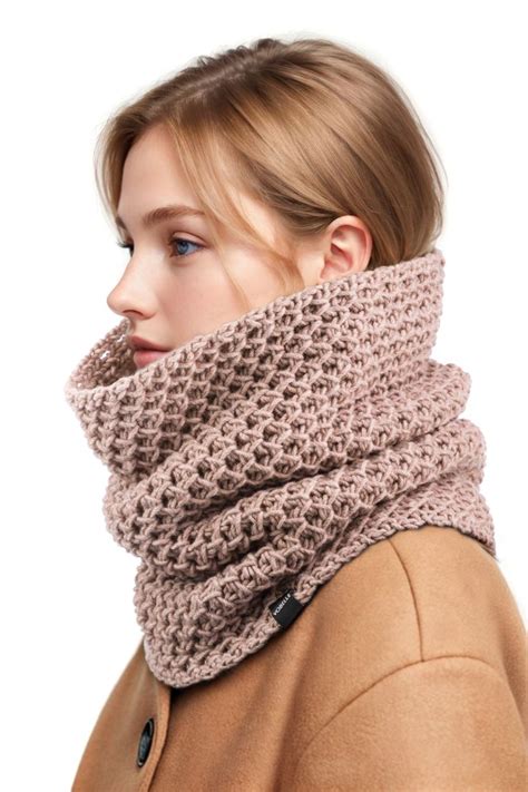 100% Merino Wool Knit Neck Warmer - Camel - Vobelle | Crochet neck ...