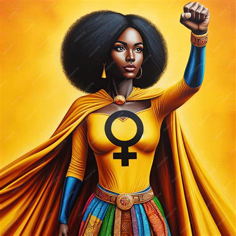 Premium Photo | Illustrated Empowerment Black Superheroine Fights for