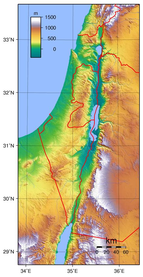 Large detailed topographical map of Israel. Israel large detailed