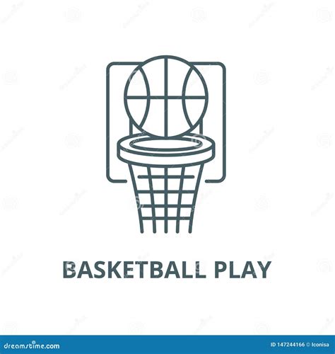 Basketball Play Vector Line Icon, Linear Concept, Outline Sign, Symbol ...