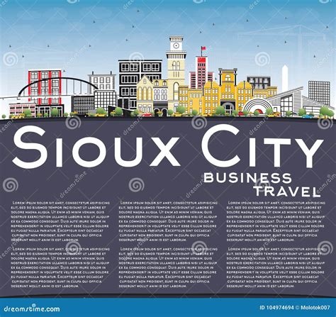 Sioux City Iowa Skyline with Color Buildings, Blue Sky and Copy Stock ...