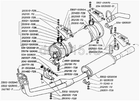 Автокаталог ГАЗ-3302 (2004) - Глушитель, резонатор, трубы и подвеска ...