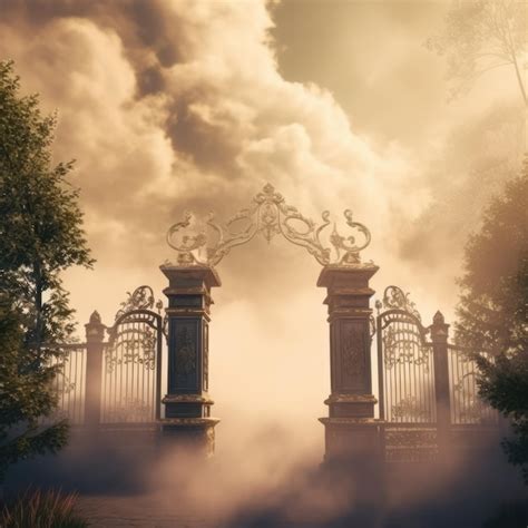 Premium Photo | Gates of heaven with clouds and mist created using ...