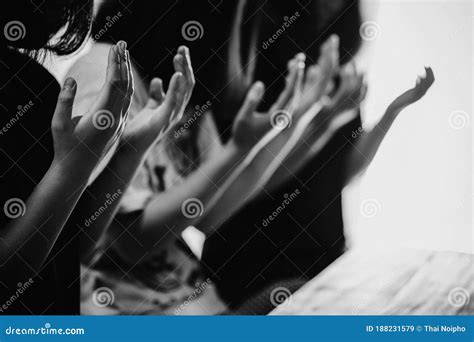 Black and White of Group People Praying Worship Believe Stock Image ...