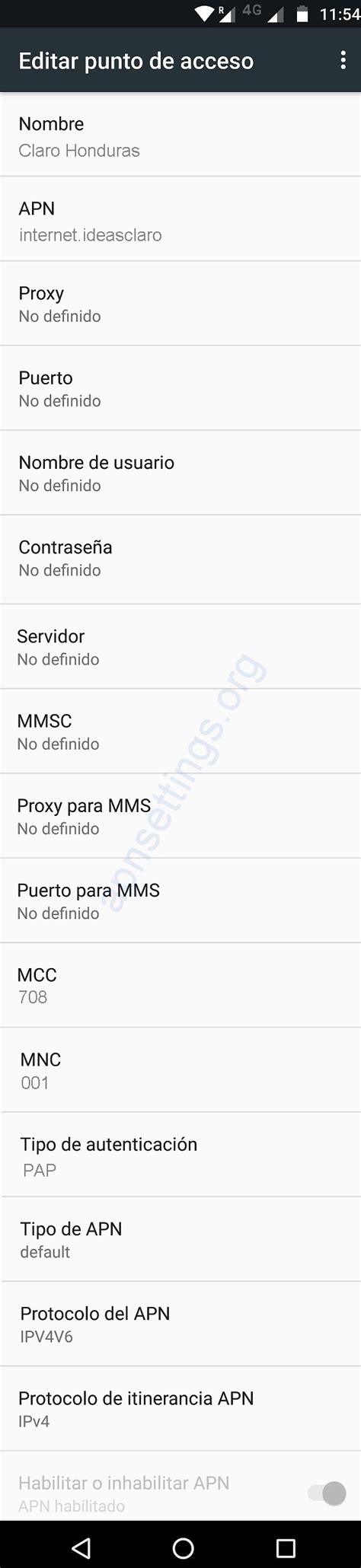 APN de Claro Honduras 4G para Android 2025 - Configuración de APN 5G 4G