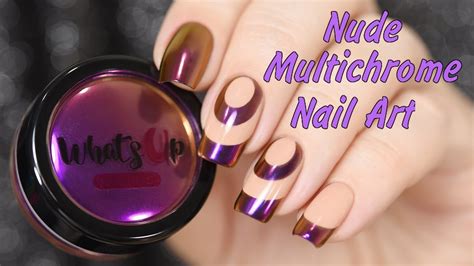 Nude Multichrome Nail Art / Нюдово-мультихромный дизайн ногтей - YouTube