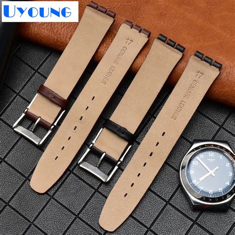Тонкий ремешок для часов из натуральной кожи 17 мм для swatch SYXS116 ...