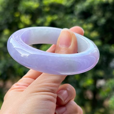 Certified 52.36mm Jade Bangle Vibrant Lilac Lavender Faint Green Grade