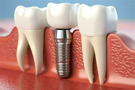 close    dental tooth implant  healthy human teeth white enamel