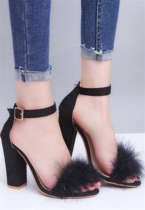 Pin on Black Block High Heels Sandals