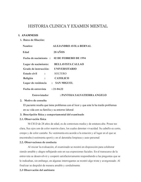 xxxxxx  anamnesis  examen mental  ultima entrega fin ciclo