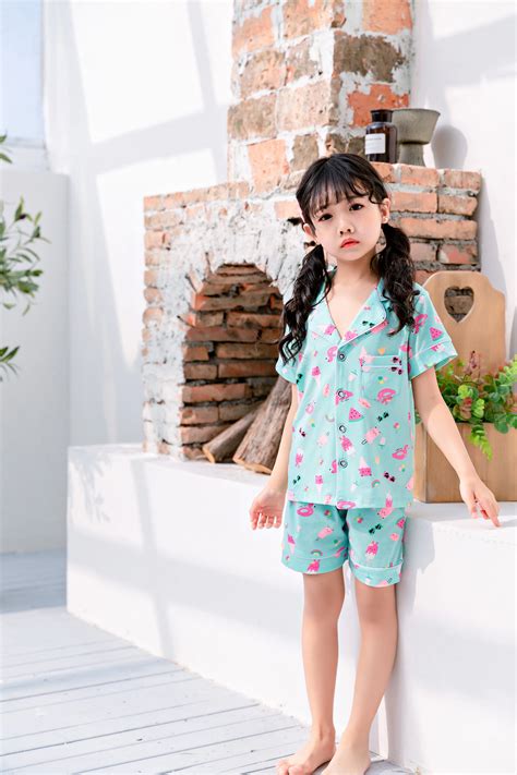 Pink And Green Striped Pajamas Lovely Sleepwear For Kids Cute Style ...