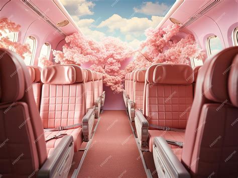 Premium AI Image | Airplane Interior Elegance Pastel Pink Seats and ...