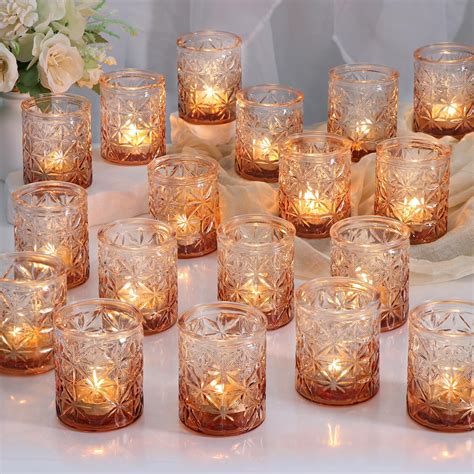 sunnyfuture 36pcs Amber Votive Candle Holders, Tea Light Candle Holder