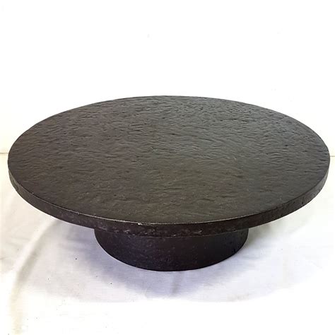 Brutalist faux slate round coffee table, 1970s | #97342