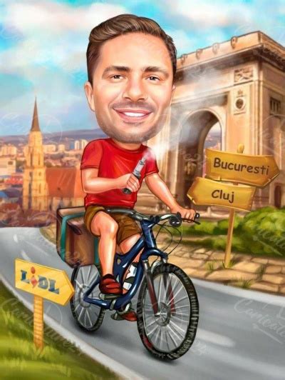 Карикатура за Велосипедист - подарък по поръчка от снимка | Caricature24