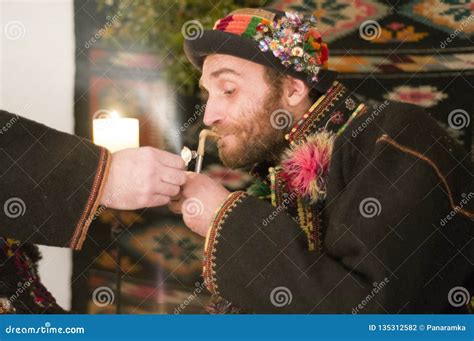 Highlanders Hutsuls in the Carpathians in Vintage Clothes Stock Photo ...