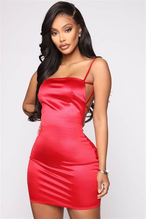 Flirtini Satin Mini Dress - Red | Fashion Nova | Satin mini dress, Red