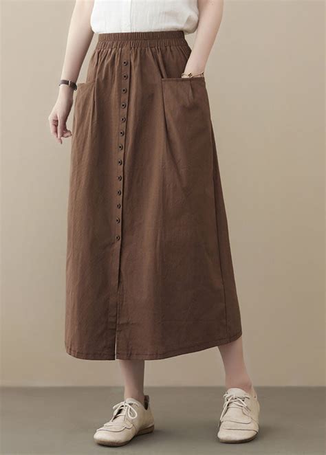 coffee oversized cotton skirts buttons side open summer soolinen