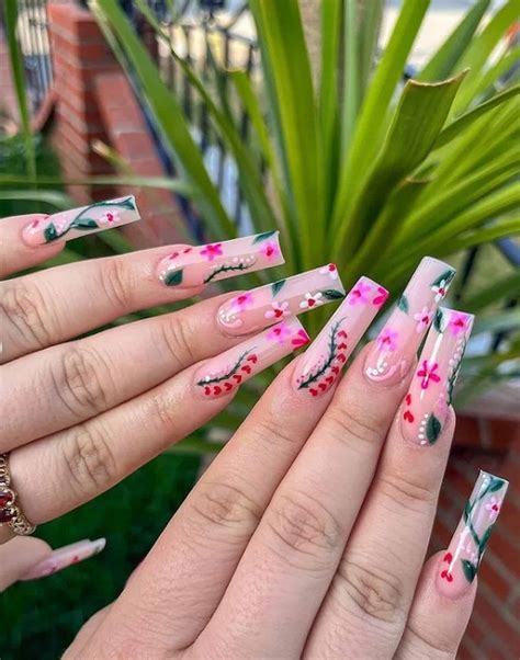 vibrant spring acrylic nails  elevate  spring style