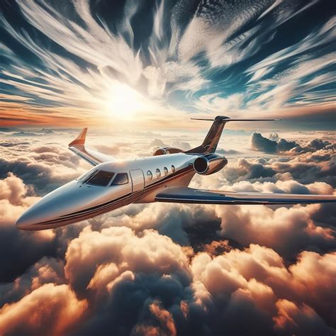 Premium Photo | A luxury private jet airplane overflying cloudy skies ...