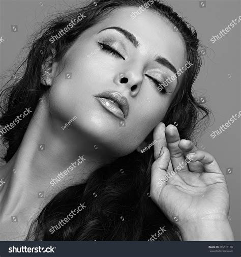 Passion Woman Closeup Face Close Eyes Stock Photo 205518130 - Shutterstock