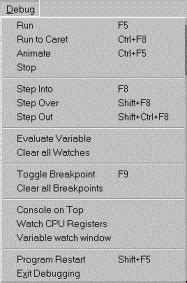 The DEBUG Menu