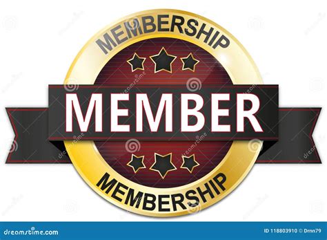 Golden Red Member Membership Badge with Stars Stock Illustration ...