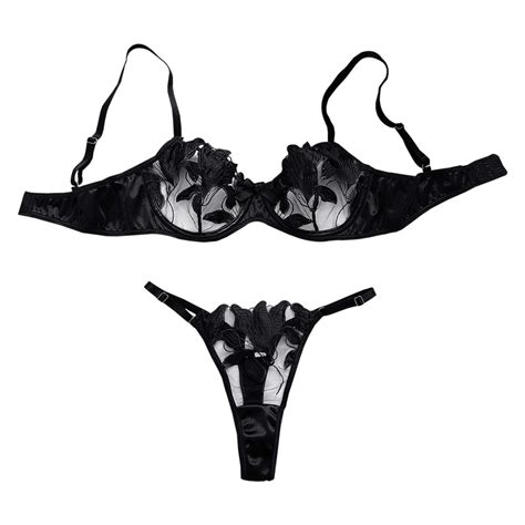 Elegant Floral Embroidery Lingerie Set For Women Sexy Bra And Panty