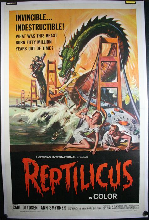 REPTILICUS, Original Authentic 60s Sci Fi Monster Movie Theater Poster ...