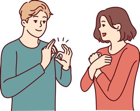 Deaf-mute man and woman are talking using sign language and ...