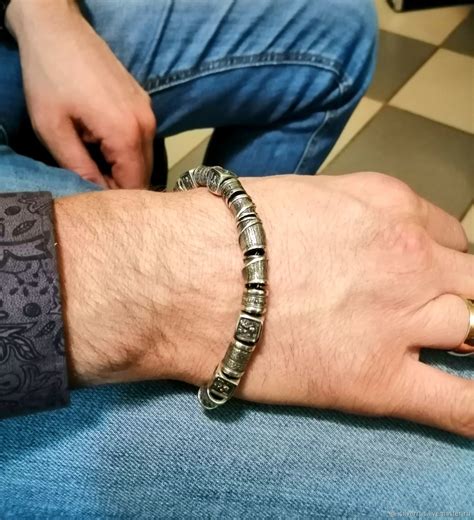 Мужской православный браслет с бусинами из серебра подарок мужчине на ...