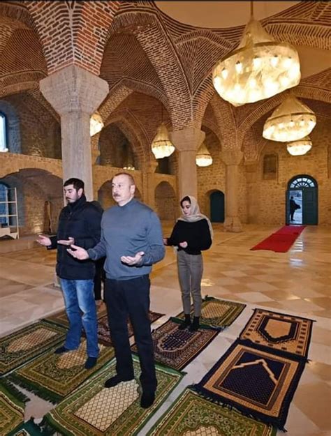 Aliyev with his family praying in renovated Shusha Mosque : r/azerbaijan