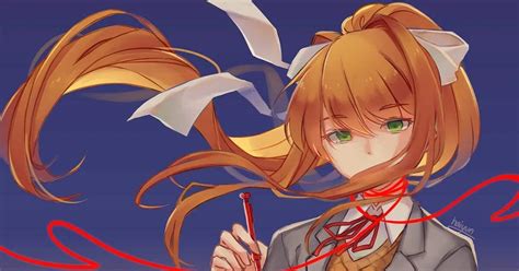 Моника из «Doki Doki Literature Club» в лучших рисунках.