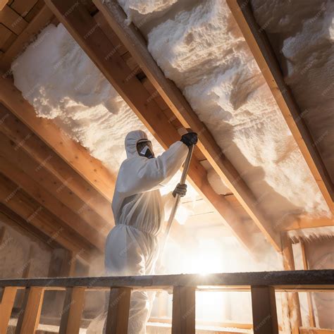 Man spraying foam insulation to insulate attic | Premium AI-generated image