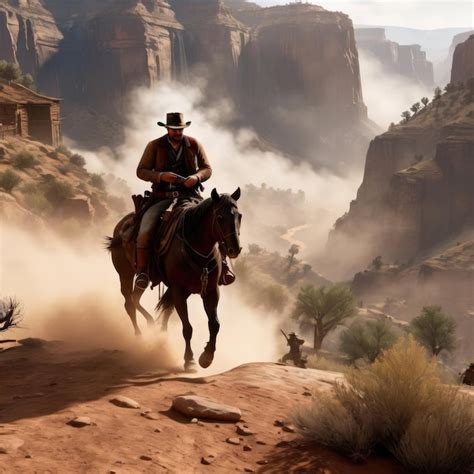 Premium Photo | Brutal cowboy in the rocks in the wild west