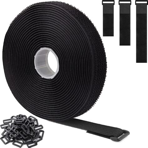 1"x32ft Velcro Straps with 50 Buckles Adjustable Reusable Fastening