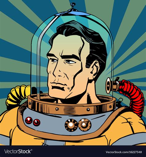 Avatar portrait of a retro astronaut man Vector Image